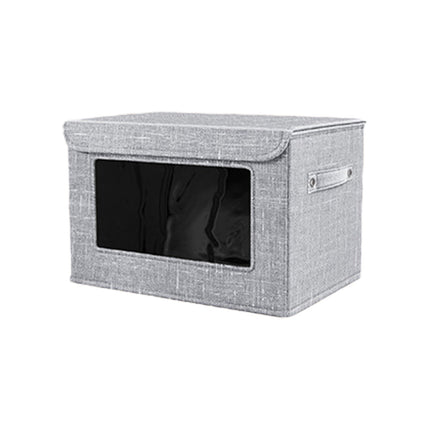 Wzzjkit Clothes Storage Bins, Foldable Storage Bin for Clothes, Clothing Storage Bins with Lid, Linen Storage Box with Clear Window＆ Zippers＆ Sturdy Handles S.