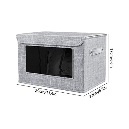 Wzzjkit Clothes Storage Bins, Foldable Storage Bin for Clothes, Clothing Storage Bins with Lid, Linen Storage Box with Clear Window＆ Zippers＆ Sturdy Handles S.