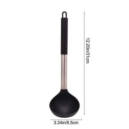 Tyidzon Kitchen Soup Ladle, Heat Resistant Silicone Ladle Lightweight Non Stick Kitchen Tools Spoons for Cooking, Stirring, Serving Soups(Red, 12") Black.