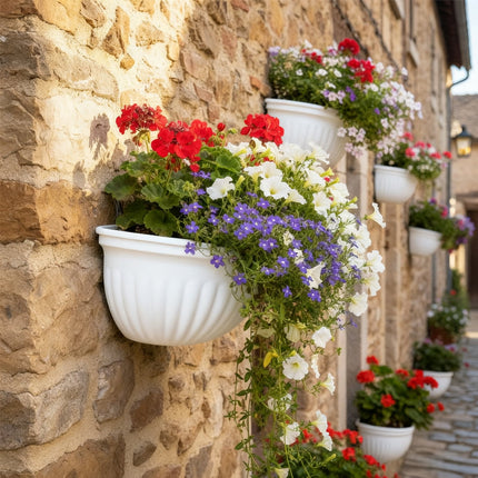 Tyidzon Semi-Circular Hanging Planters for Indoor Outdoor Plants, Wall Mount Flower Pot Holder Hanger for Indoor and Outdoor Use White.