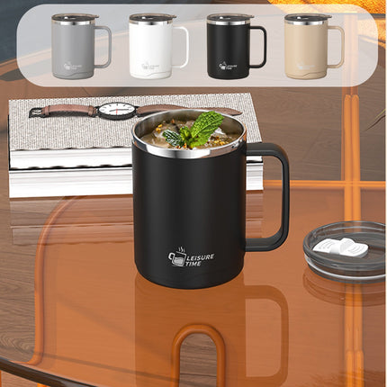 Insulated Coffee Mug with Handle & Lid - 17oz Stainless Steel Travel Tumbler, Double Wall Vacuum (Black) by PALIFEUR 03_【Clearance Sale】 2025 Best-Selling Stainless Steel Coffee Mug.