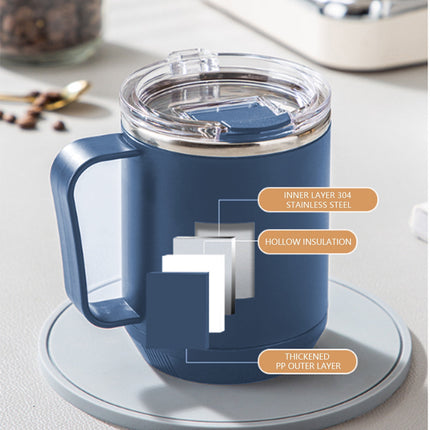 Insulated Coffee Mug with Handle & Lid - 17oz Stainless Steel Travel Tumbler, Double Wall Vacuum (Black) by PALIFEUR 12_【Travel Must-Have】 Car Cup Holder Leak-Proof Coffee Tumbler.