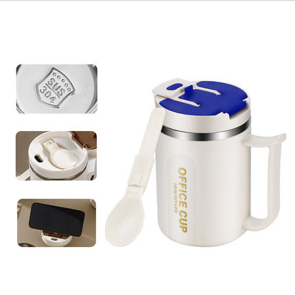 Insulated Coffee Mug with Handle & Lid - 17oz Stainless Steel Travel Tumbler, Double Wall Vacuum (Black) by PALIFEUR 14_【Outdoor Ready】 Shockproof Camping Coffee Cup.