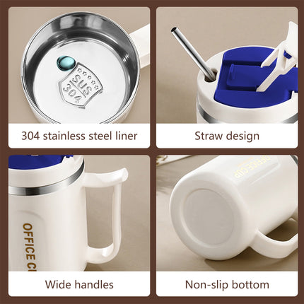 Insulated Coffee Mug with Handle & Lid - 17oz Stainless Steel Travel Tumbler, Double Wall Vacuum (Black) by PALIFEUR 14_【Outdoor Ready】 Shockproof Camping Coffee Cup.