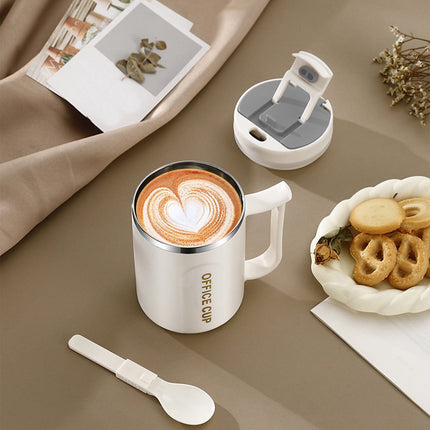 Insulated Coffee Mug with Handle & Lid - 17oz Stainless Steel Travel Tumbler, Double Wall Vacuum (Black) by PALIFEUR 16_【Perfect Gift】 Premium Gift Box Coffee Mug Set.