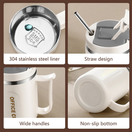 Insulated Coffee Mug with Handle & Lid - 17oz Stainless Steel Travel Tumbler, Double Wall Vacuum (Black) by PALIFEUR 16_【Perfect Gift】 Premium Gift Box Coffee Mug Set.