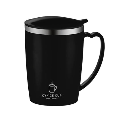Insulated Coffee Mug with Handle & Lid - 17oz Stainless Steel Travel Tumbler, Double Wall Vacuum (Black) by PALIFEUR 18_【Birthday Gift】 Custom Engraved Coffee Mug.