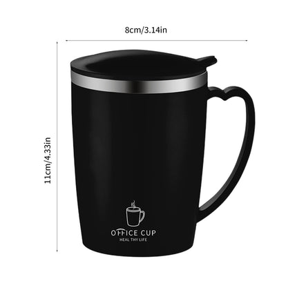 Insulated Coffee Mug with Handle & Lid - 17oz Stainless Steel Travel Tumbler, Double Wall Vacuum (Black) by PALIFEUR 18_【Birthday Gift】 Custom Engraved Coffee Mug.