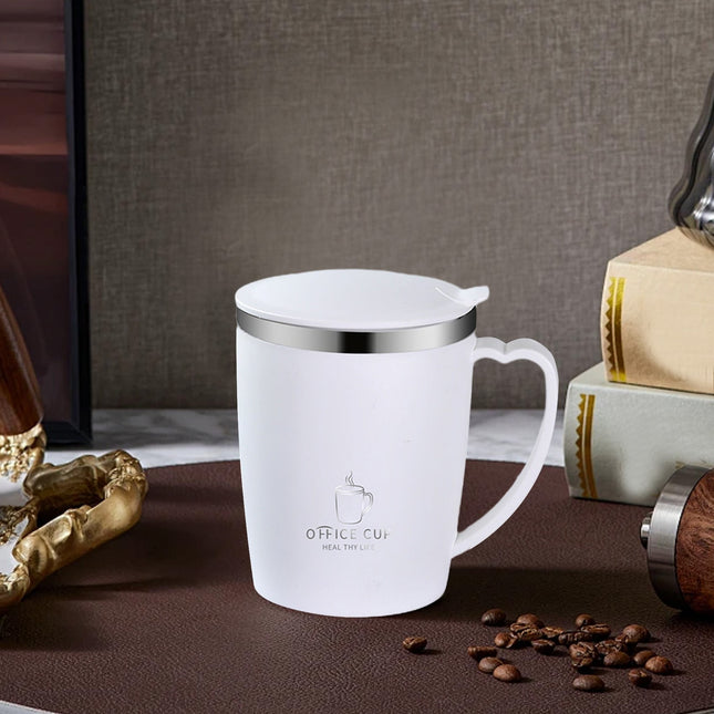 Insulated Coffee Mug with Handle & Lid - 17oz Stainless Steel Travel Tumbler, Double Wall Vacuum (Black) by PALIFEUR 20_【Couple Set】 Matching Pair Coffee Mug Set.