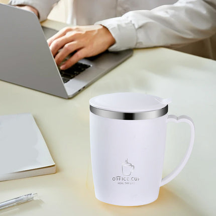 Insulated Coffee Mug with Handle & Lid - 17oz Stainless Steel Travel Tumbler, Double Wall Vacuum (Black) by PALIFEUR 20_【Couple Set】 Matching Pair Coffee Mug Set.