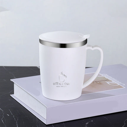 Insulated Coffee Mug with Handle & Lid - 17oz Stainless Steel Travel Tumbler, Double Wall Vacuum (Black) by PALIFEUR 20_【Couple Set】 Matching Pair Coffee Mug Set.