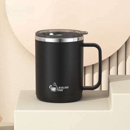 Tyidzon Insulated Coffee Mug, 20oz Stainless Steel Tumbler with Slider Lid Travel Coffee Cups with Handle for Camping Office Home, Blue Black.