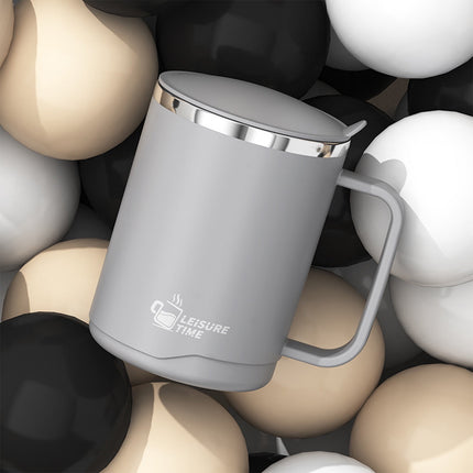 Tyidzon Insulated Coffee Mug, 20oz Stainless Steel Tumbler with Slider Lid Travel Coffee Cups with Handle for Camping Office Home, Blue Gray.