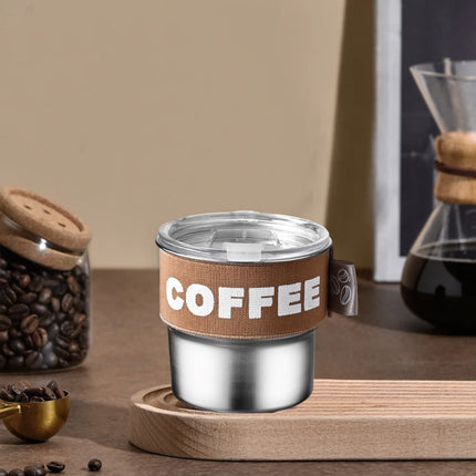 Tyidzon Insulated Coffee Mug, 20oz Stainless Steel Tumbler with Slider Lid Travel Coffee Cups with Handle for Camping Office Home, Blue ZA_#Brown.