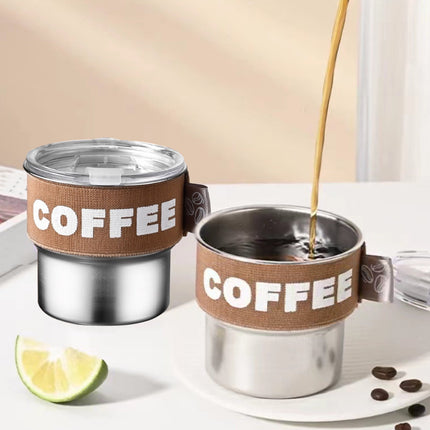 Tyidzon Insulated Coffee Mug, 20oz Stainless Steel Tumbler with Slider Lid Travel Coffee Cups with Handle for Camping Office Home, Blue ZA_#Brown.