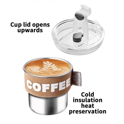 Tyidzon Insulated Coffee Mug, 20oz Stainless Steel Tumbler with Slider Lid Travel Coffee Cups with Handle for Camping Office Home, Blue ZA_#Brown.