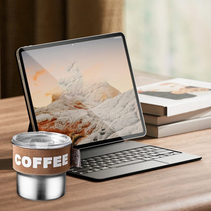 Tyidzon Insulated Coffee Mug, 20oz Stainless Steel Tumbler with Slider Lid Travel Coffee Cups with Handle for Camping Office Home, Blue ZA_#Brown.