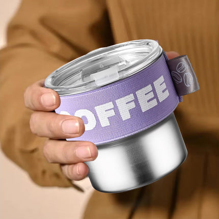 Tyidzon Insulated Coffee Mug, 20oz Stainless Steel Tumbler with Slider Lid Travel Coffee Cups with Handle for Camping Office Home, Blue ZA_#Purple.
