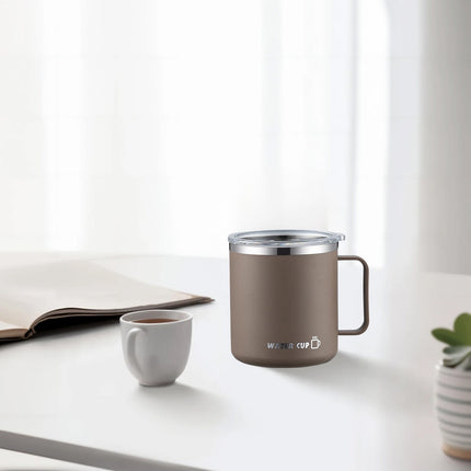 Tyidzon Insulated Coffee Mug, 20oz Stainless Steel Tumbler with Slider Lid Travel Coffee Cups with Handle for Camping Office Home, Blue ZC_#Khaki.