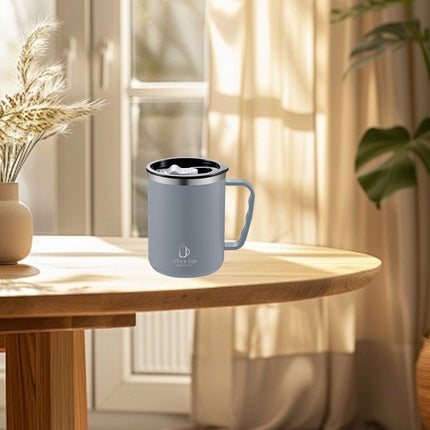 Tyidzon Insulated Coffee Mug, 20oz Stainless Steel Tumbler with Slider Lid Travel Coffee Cups with Handle for Camping Office Home, Blue ZE_#Gray.