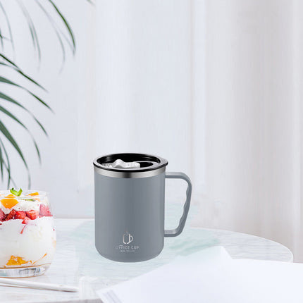 Tyidzon Insulated Coffee Mug, 20oz Stainless Steel Tumbler with Slider Lid Travel Coffee Cups with Handle for Camping Office Home, Blue ZE_#Gray.