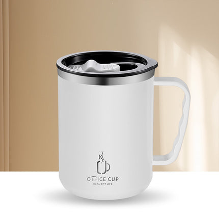 Tyidzon Insulated Coffee Mug, 20oz Stainless Steel Tumbler with Slider Lid Travel Coffee Cups with Handle for Camping Office Home, Blue ZE_#White.