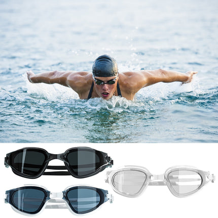 Large Frame Swim Goggles for Adults - Electroplated Anti-Fog HD Myopia Swimming Goggles with Adjustable Nose Cover, Leak-Proof Seal for Men & Women, Pool & Open Water by PALIFEUR 15_Anti-Glare Swimming Goggles Adult_BU.