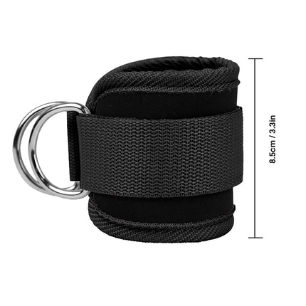Billbianc Adjustable Polyester Ankle Straps for Cable Machine Kickbacks (2 Pack) Black.