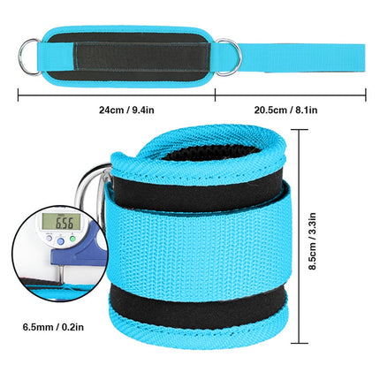 Billbianc Adjustable Polyester Ankle Straps for Cable Machine Kickbacks (2 Pack) Blue.
