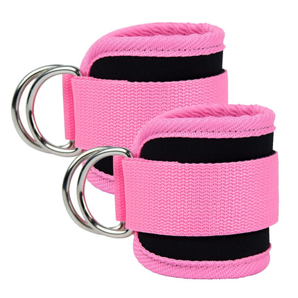 Billbianc Adjustable Polyester Ankle Straps for Cable Machine Kickbacks (2 Pack) Pink.