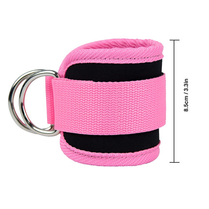 Billbianc Adjustable Polyester Ankle Straps for Cable Machine Kickbacks (2 Pack) Pink.