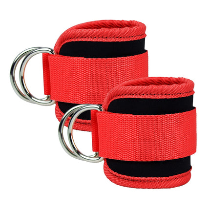 Billbianc Adjustable Polyester Ankle Straps for Cable Machine Kickbacks (2 Pack) Red.