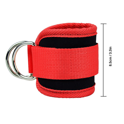 Billbianc Adjustable Polyester Ankle Straps for Cable Machine Kickbacks (2 Pack) Red.