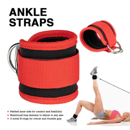 Billbianc Adjustable Polyester Ankle Straps for Cable Machine Kickbacks (2 Pack) Red.