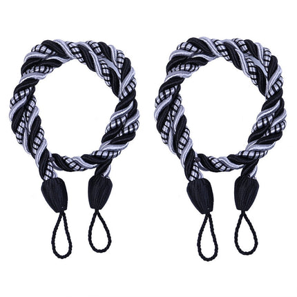 LSLJS Curtain Tiebacks Clearance Under $5! Curtain Holdbacks, 2PCS Curtain Tie Backs for Curtains, Ropes Tie Backs for Curtain Cord Buckle Tiebacks Tie Backs Beige Black.