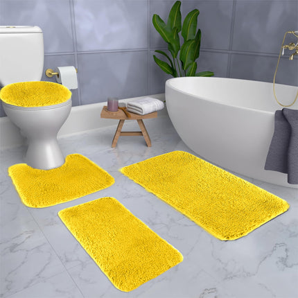 Under $5 Tyidzon Bathroom Rugs Solid Color Bath Mats 3 Set Bath Mats for bathroom Toilet Mats Universal Soft Comfortable Water Absorption Non-Slip Thick Machine Washable Easier to Dry AYellow 2.