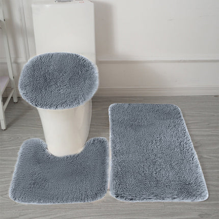Under $5 Tyidzon Bathroom Rugs Solid Color Bath Mats 3 Set Bath Mats for bathroom Toilet Mats Universal Soft Comfortable Water Absorption Non-Slip Thick Machine Washable Easier to Dry BDark Gray 1.
