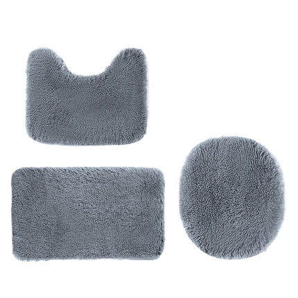Under $5 Tyidzon Bathroom Rugs Solid Color Bath Mats 3 Set Bath Mats for bathroom Toilet Mats Universal Soft Comfortable Water Absorption Non-Slip Thick Machine Washable Easier to Dry BDark Gray 1.