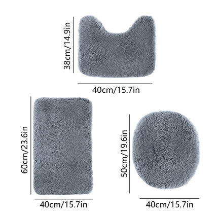 Under $5 Tyidzon Bathroom Rugs Solid Color Bath Mats 3 Set Bath Mats for bathroom Toilet Mats Universal Soft Comfortable Water Absorption Non-Slip Thick Machine Washable Easier to Dry BDark Gray 1.