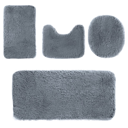 Under $5 Tyidzon Bathroom Rugs Solid Color Bath Mats 3 Set Bath Mats for bathroom Toilet Mats Universal Soft Comfortable Water Absorption Non-Slip Thick Machine Washable Easier to Dry BDark Gray 2.