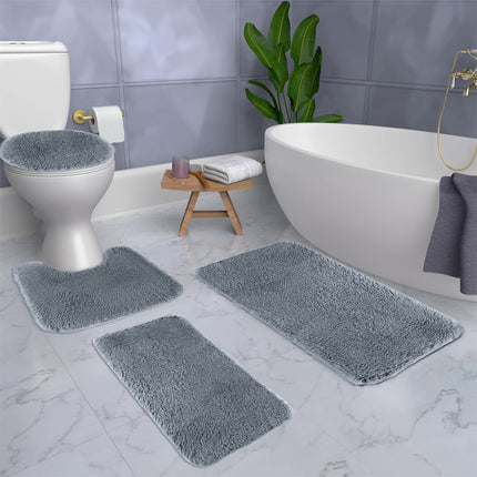Under $5 Tyidzon Bathroom Rugs Solid Color Bath Mats 3 Set Bath Mats for bathroom Toilet Mats Universal Soft Comfortable Water Absorption Non-Slip Thick Machine Washable Easier to Dry BDark Gray 2.