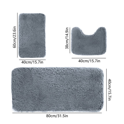 Under $5 Tyidzon Bathroom Rugs Solid Color Bath Mats 3 Set Bath Mats for bathroom Toilet Mats Universal Soft Comfortable Water Absorption Non-Slip Thick Machine Washable Easier to Dry BDrak Gray.