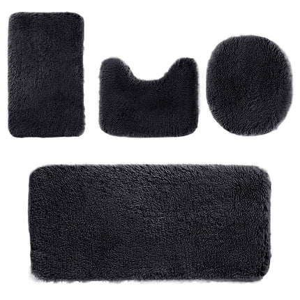 Under $5 Tyidzon Bathroom Rugs Solid Color Bath Mats 3 Set Bath Mats for bathroom Toilet Mats Universal Soft Comfortable Water Absorption Non-Slip Thick Machine Washable Easier to Dry Black 2.
