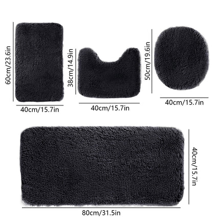 Under $5 Tyidzon Bathroom Rugs Solid Color Bath Mats 3 Set Bath Mats for bathroom Toilet Mats Universal Soft Comfortable Water Absorption Non-Slip Thick Machine Washable Easier to Dry Black 2.