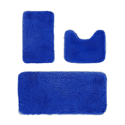 Under $5 Tyidzon Bathroom Rugs Solid Color Bath Mats 3 Set Bath Mats for bathroom Toilet Mats Universal Soft Comfortable Water Absorption Non-Slip Thick Machine Washable Easier to Dry Blue.