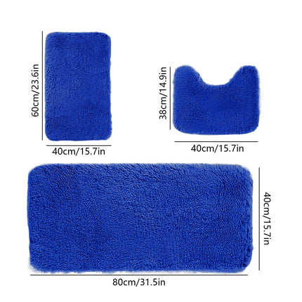 Under $5 Tyidzon Bathroom Rugs Solid Color Bath Mats 3 Set Bath Mats for bathroom Toilet Mats Universal Soft Comfortable Water Absorption Non-Slip Thick Machine Washable Easier to Dry Blue.