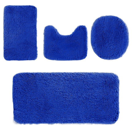 Under $5 Tyidzon Bathroom Rugs Solid Color Bath Mats 3 Set Bath Mats for bathroom Toilet Mats Universal Soft Comfortable Water Absorption Non-Slip Thick Machine Washable Easier to Dry Blue 2.