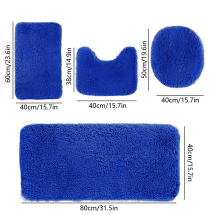 Under $5 Tyidzon Bathroom Rugs Solid Color Bath Mats 3 Set Bath Mats for bathroom Toilet Mats Universal Soft Comfortable Water Absorption Non-Slip Thick Machine Washable Easier to Dry Blue 2.