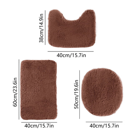 Under $5 Tyidzon Bathroom Rugs Solid Color Bath Mats 3 Set Bath Mats for bathroom Toilet Mats Universal Soft Comfortable Water Absorption Non-Slip Thick Machine Washable Easier to Dry Brown 1.
