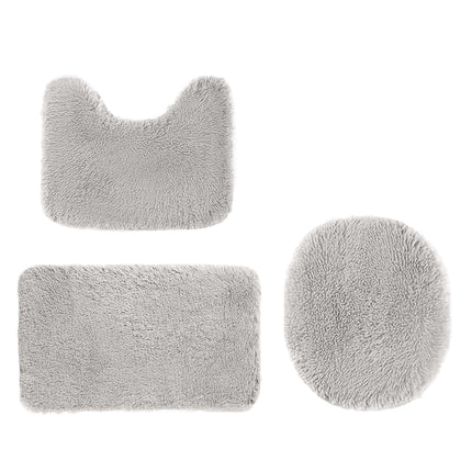 Under $5 Tyidzon Bathroom Rugs Solid Color Bath Mats 3 Set Bath Mats for bathroom Toilet Mats Universal Soft Comfortable Water Absorption Non-Slip Thick Machine Washable Easier to Dry Gray 1.